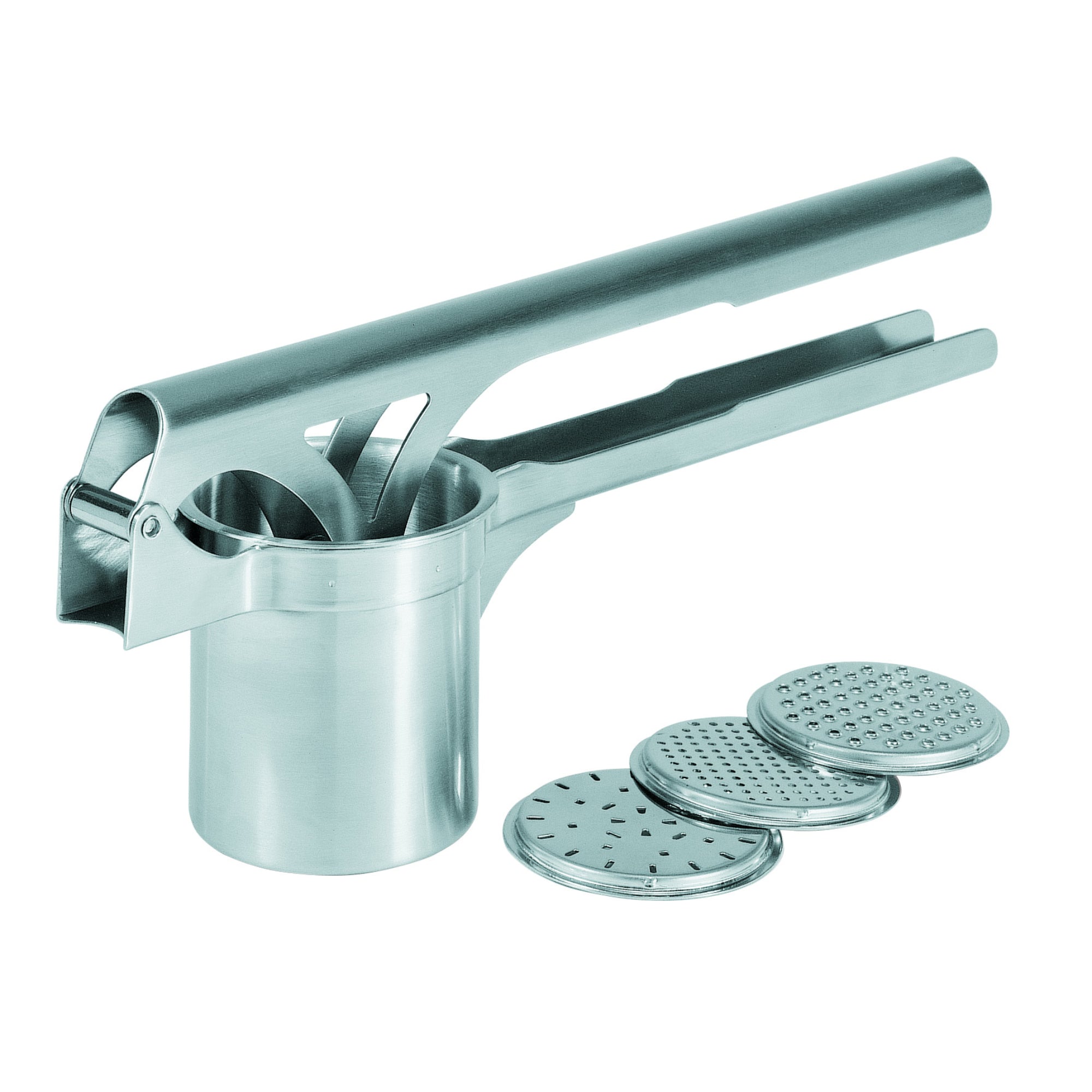 Gefu Tri Star Potato and Spaetzle Press with 3 Discs - Silver