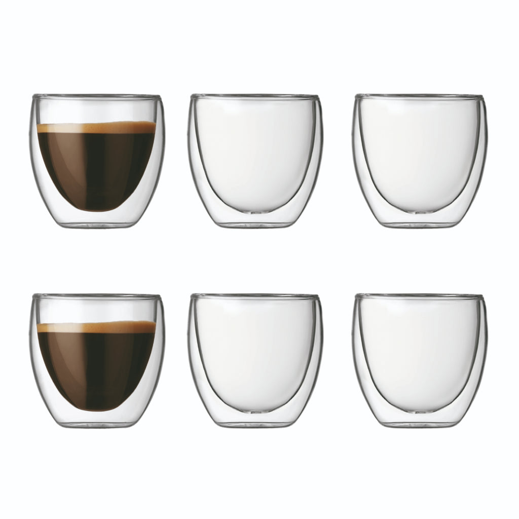 Bodum 4557-10-12  Extra Small 74ml Pavina Double Wall 6pc Glass Set Clear