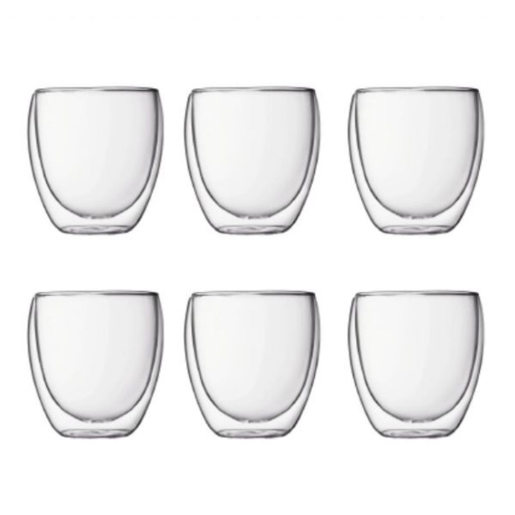 Bodum 4558-10-12  Small 250ml Pavina Double Wall 6pc Glass Set Clear