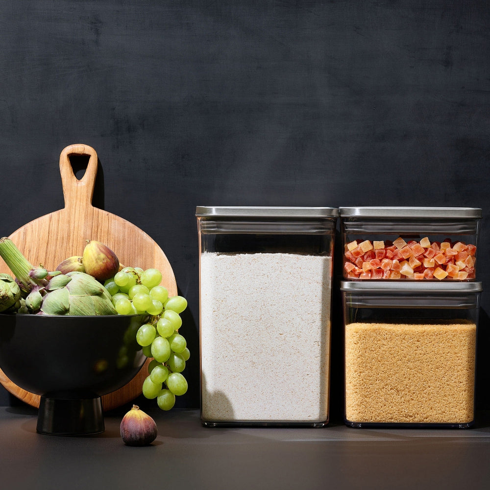 OXO POP 2.0 - 1 Litre Steel Short Square Container - Clear