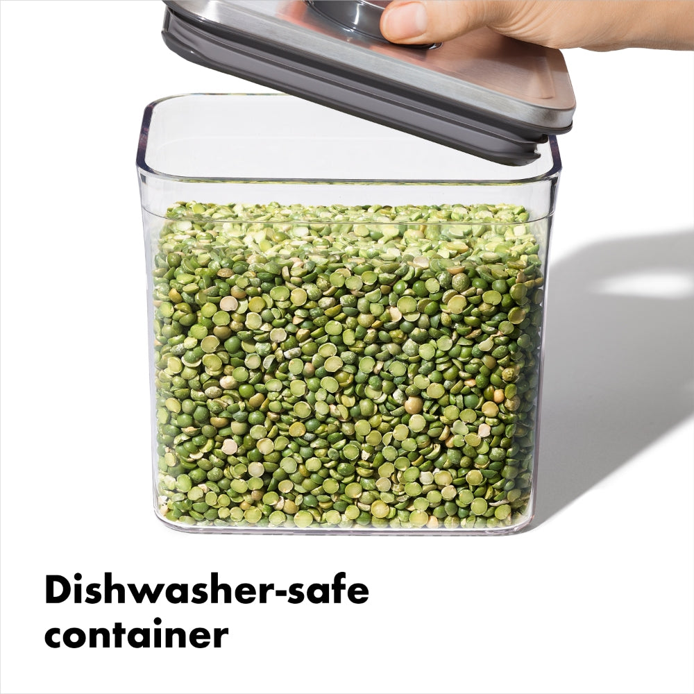 OXO POP 2.0 - 1 Litre Steel Short Square Container - Clear