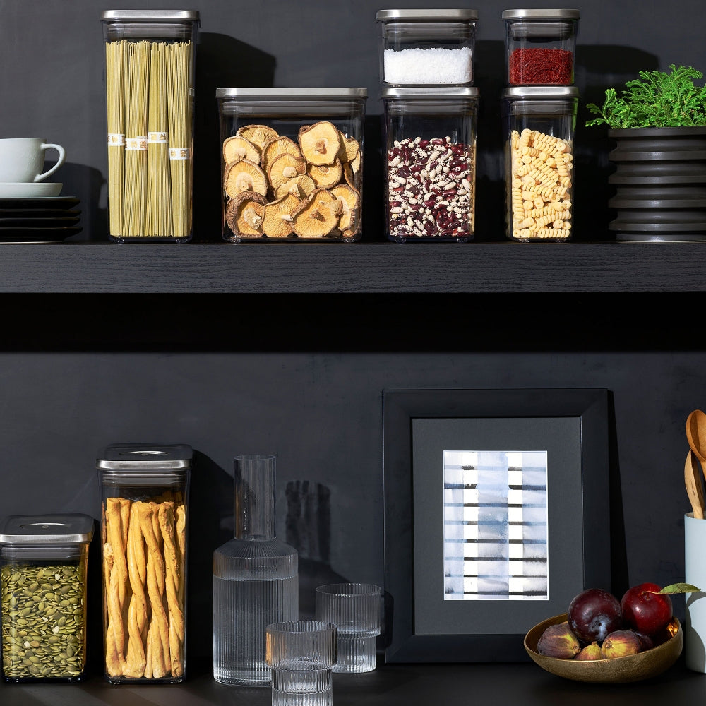 OXO POP 2.0 - 2.6 Litre Steel Short Square Container - Clear