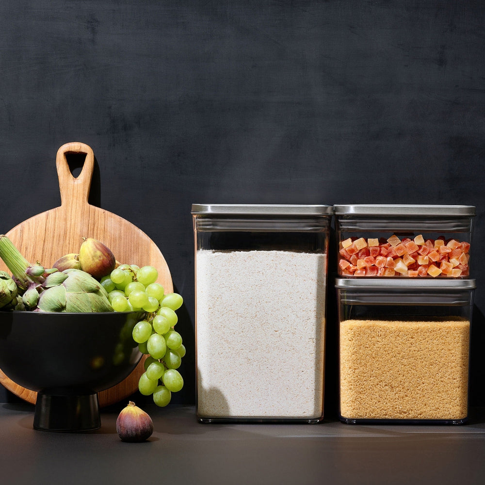 OXO POP 2.0 - 2.6 Litre Steel Short Square Container - Clear