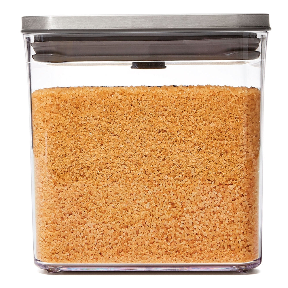 OXO POP 2.0 - 2.6 Litre Steel Short Square Container - Clear
