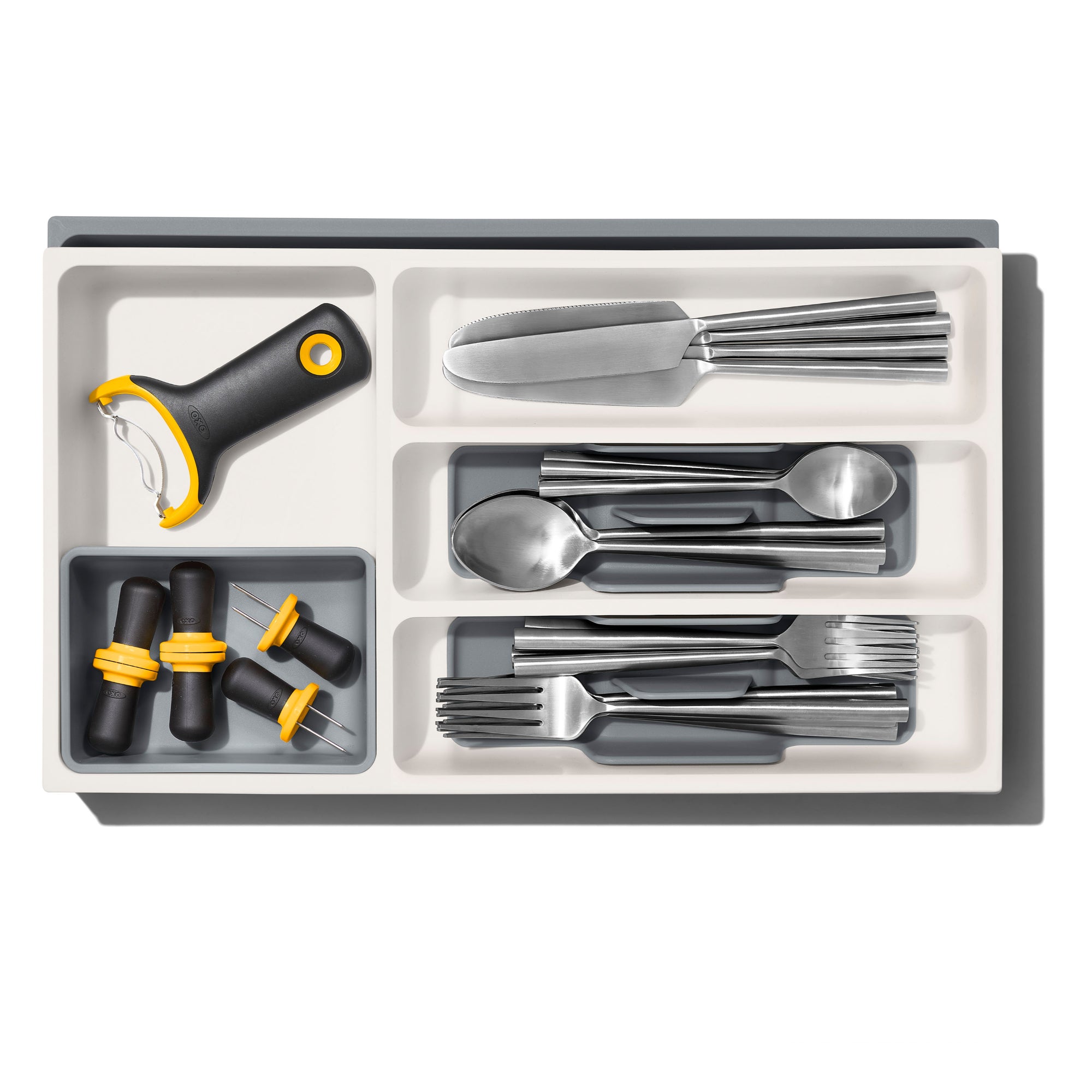OXO Expandable Utensil Drawer Organiser - White/Grey