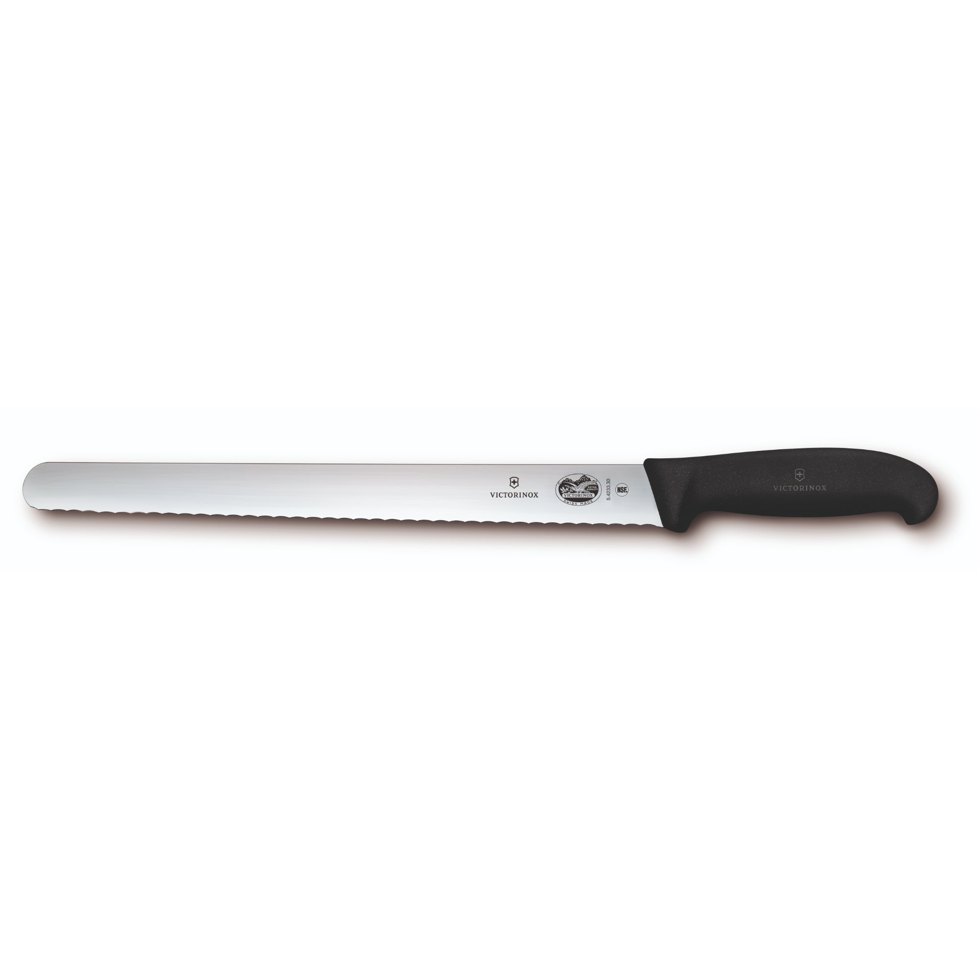 Victorinox Slicing Knife, 30cm Round Wavy Edge, Fibrox - Black