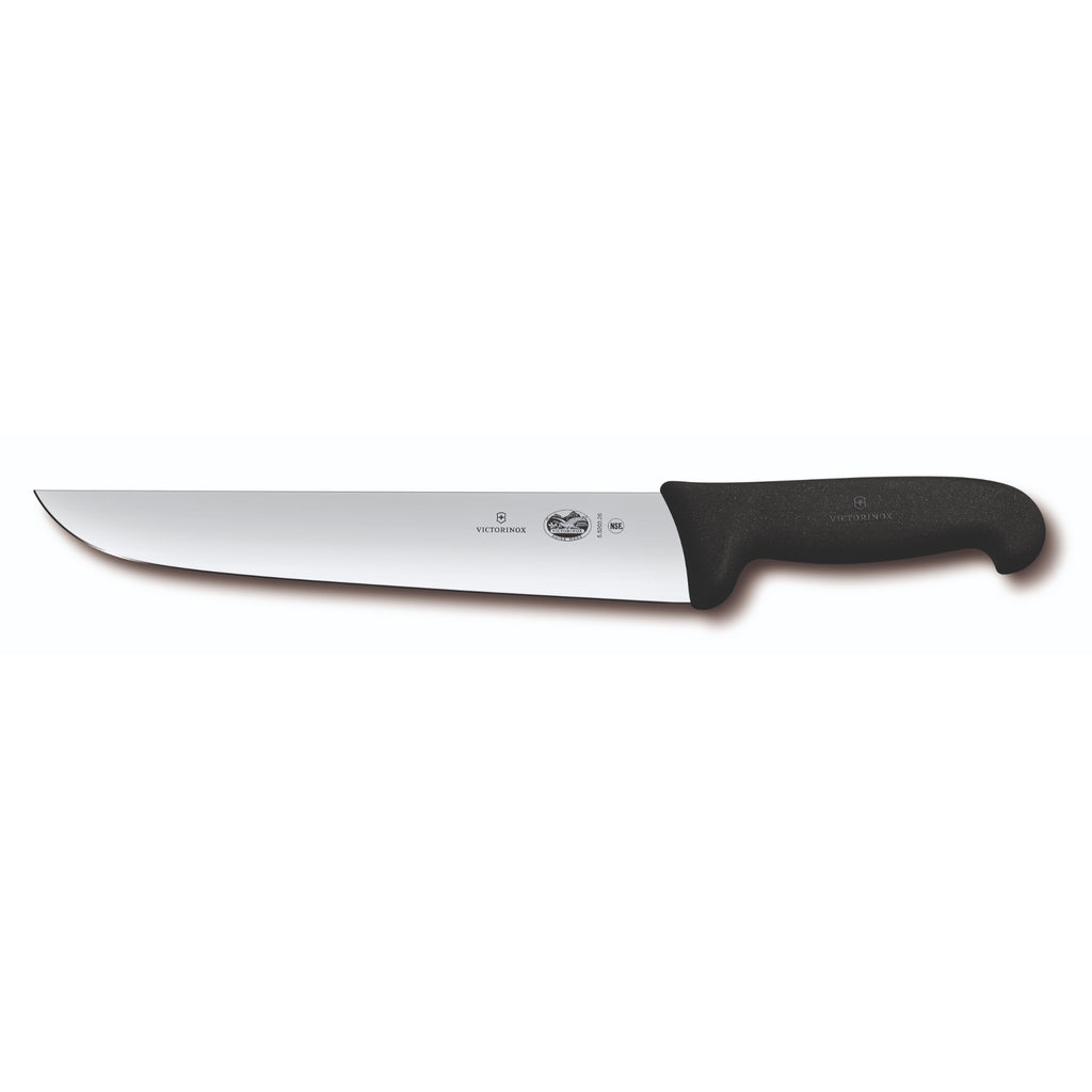 Victorinox Butchers Knife, 23cm, Staight Back Blade, Fibrox - Black