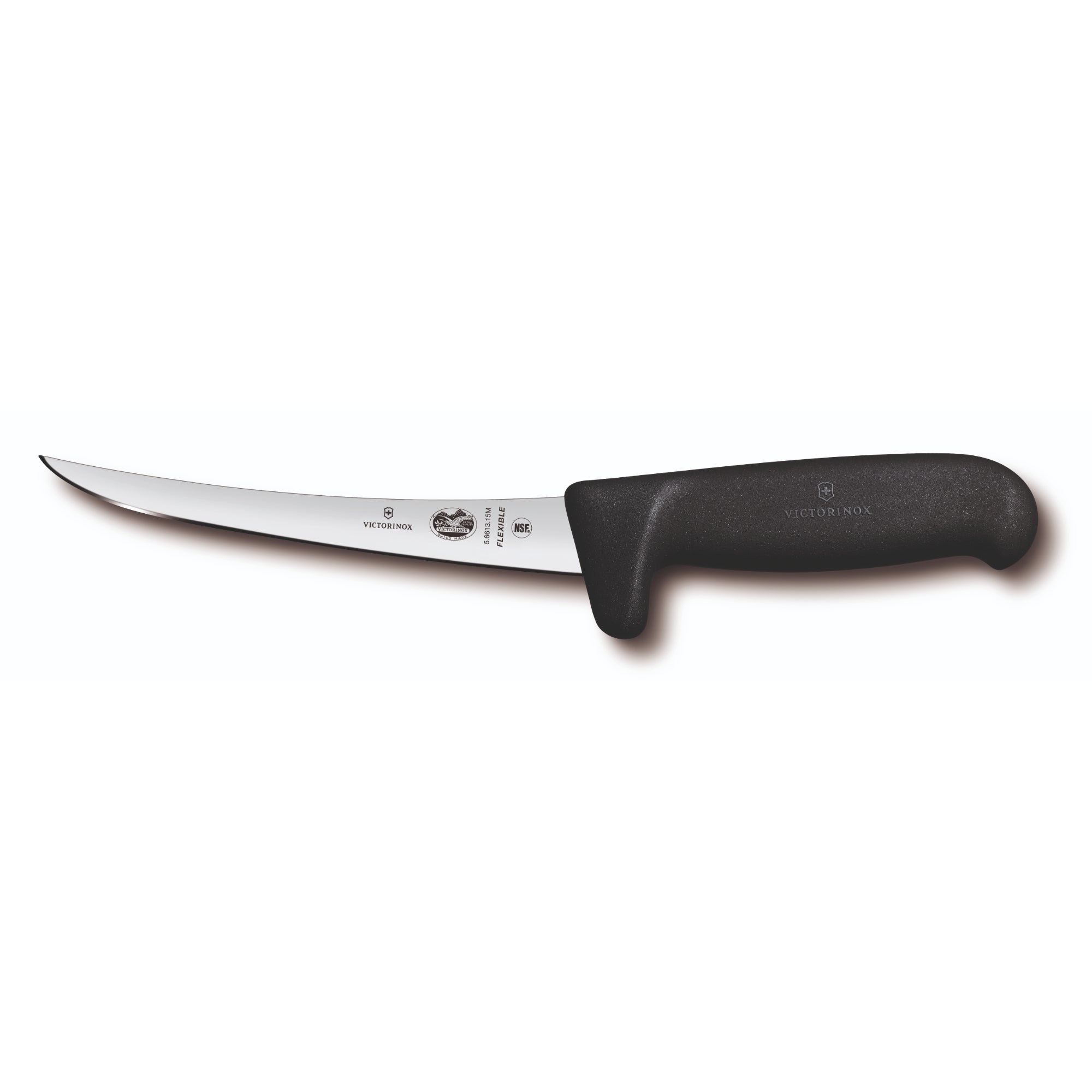 Victorinox Boning Knife, 15cm Curved, Safety Grip,Flex Narrow Blade, Fibrox- Bla