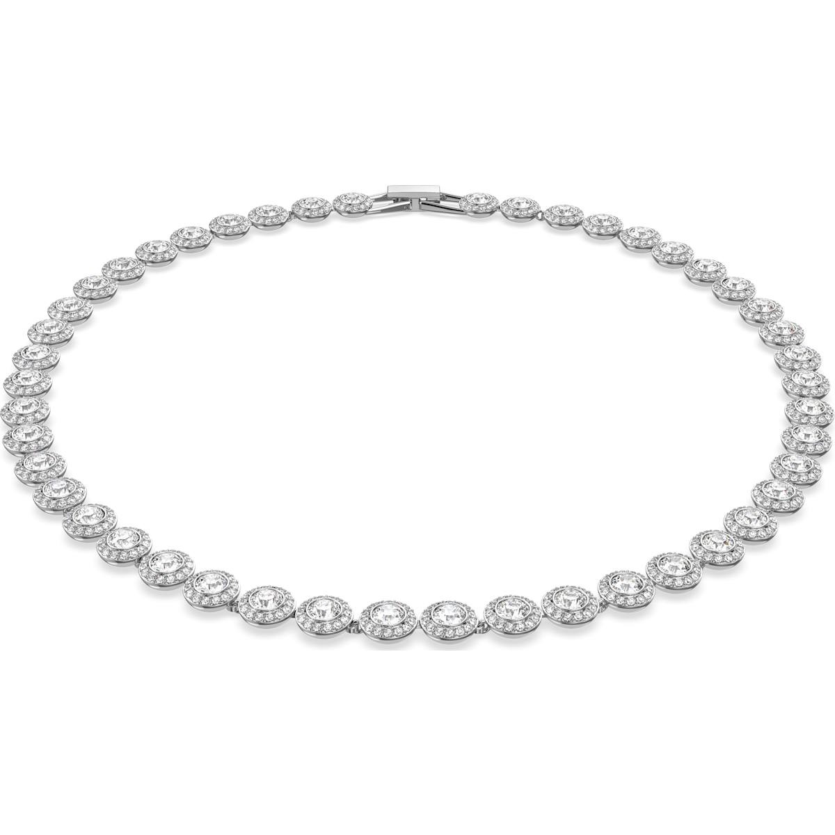 Swarovski Una Angelic Tennis Necklace  Round Cut  White  Rhodium Plated
