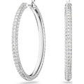 Swarovski Silver Tone Hoop Earrings, White, Rhodium-plated