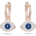 Swarovski Symbolic Hoop Earrings  Evil Eye  Blue  Rose Gold-Tone Plated