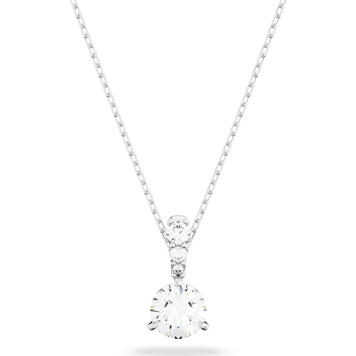 Swarovski Solitaire Pendant  Round Cut  White  Rhodium Plated