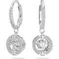 Swarovski Una Drop Earrings  Round Cut  White  Rhodium Plated