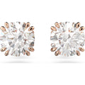 Swarovski Constella Stud Earrings  Round Cut  White  Rose Gold Plated