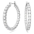 Swarovski Matrix Hoop Earrings, White, Rhodium-plated