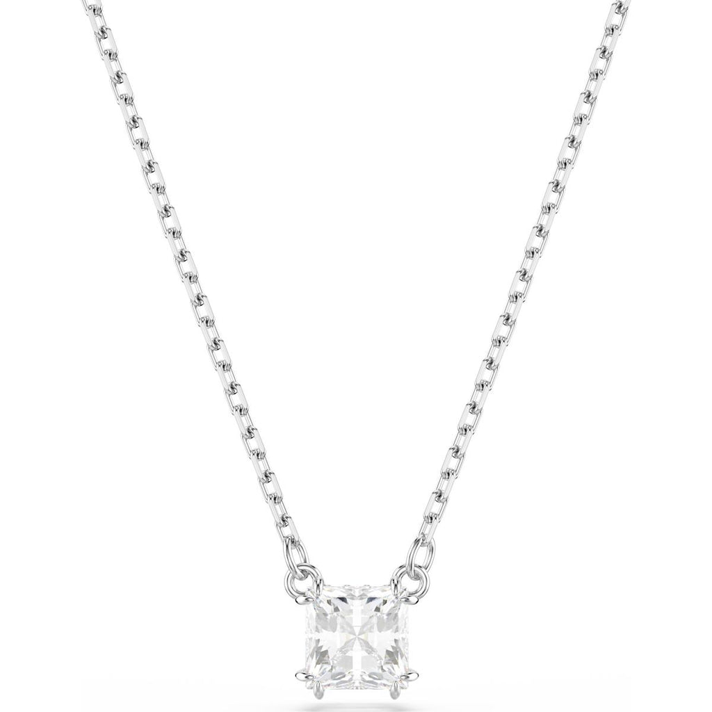 Swarovski Stilla Pendant  Square Cut  White  Rhodium Plated