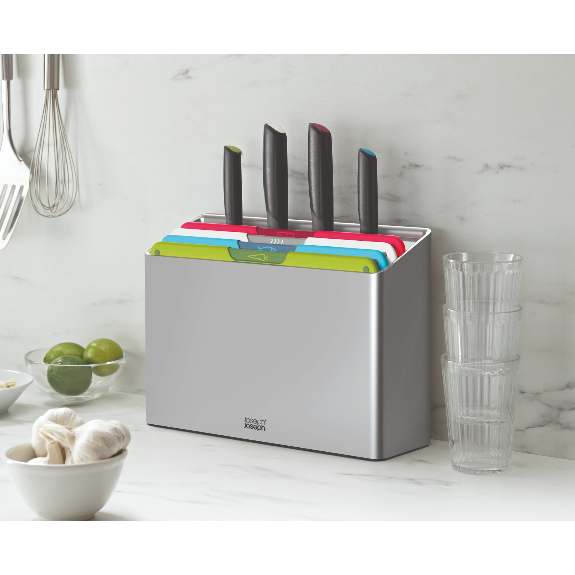 Joseph Joseph Folio Icon Plus 8 Piece Knife and Chopping Board Set - Multi