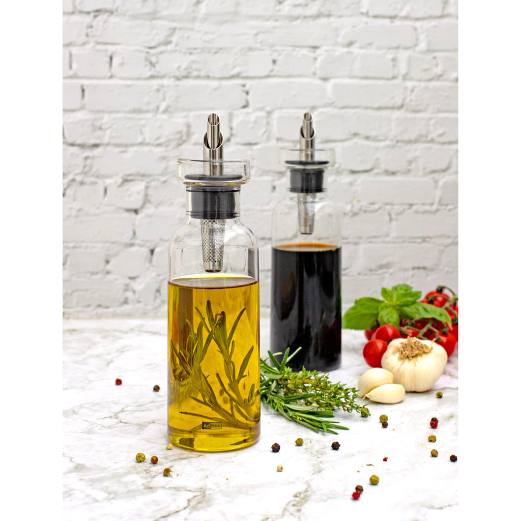 AdHoc AromaPour Oil or Vinegar Dispenser Set 300ml - Silver