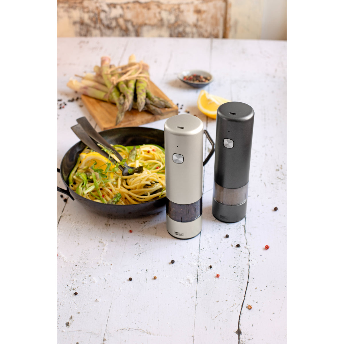 AdHoc i.Mill Electric Pepper and Salt Mill Set 17cm Rechargeable -Grey
