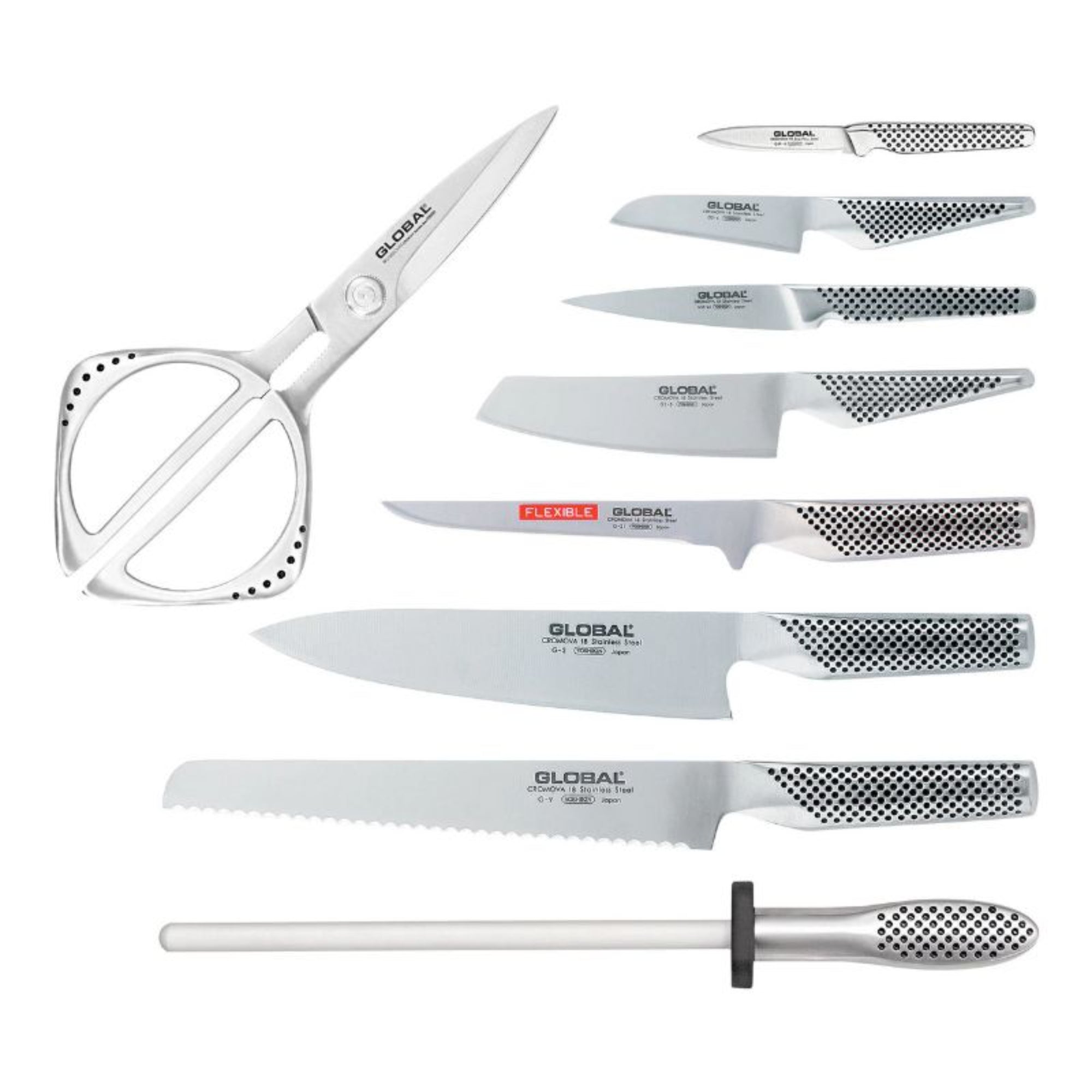Global Takashi 10 Piece Stainless Steel Japanese Knife Block Set 79589