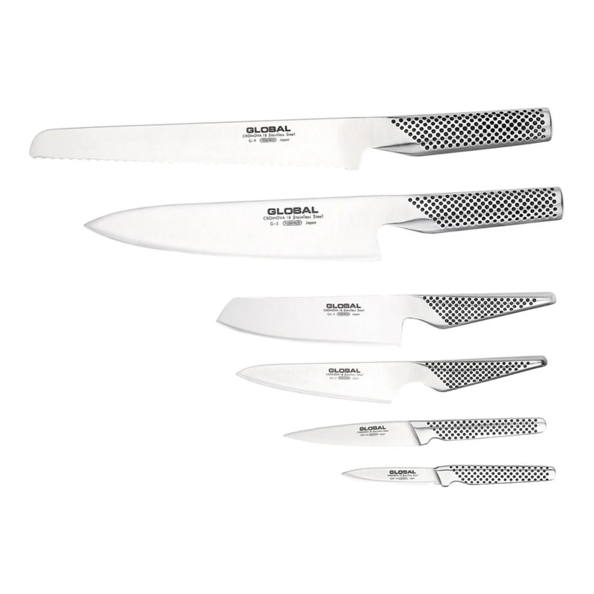 Global Hiro 7 Piece Knife Block Set - Silver