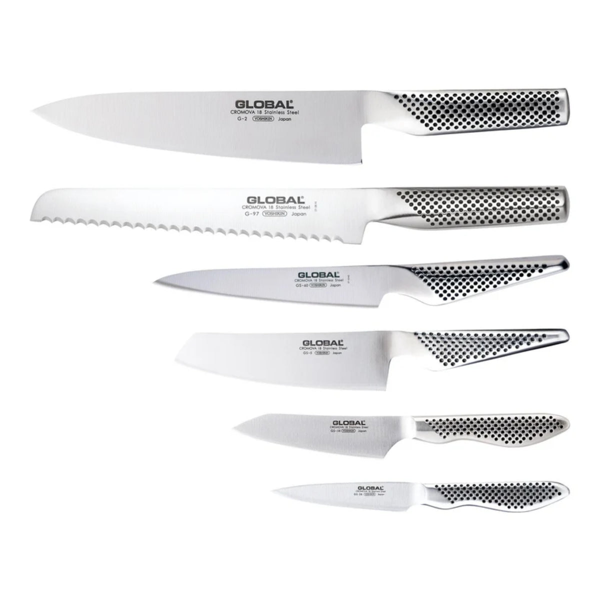 Global Kyoto 7 Piece Knife Block Set - Silver
