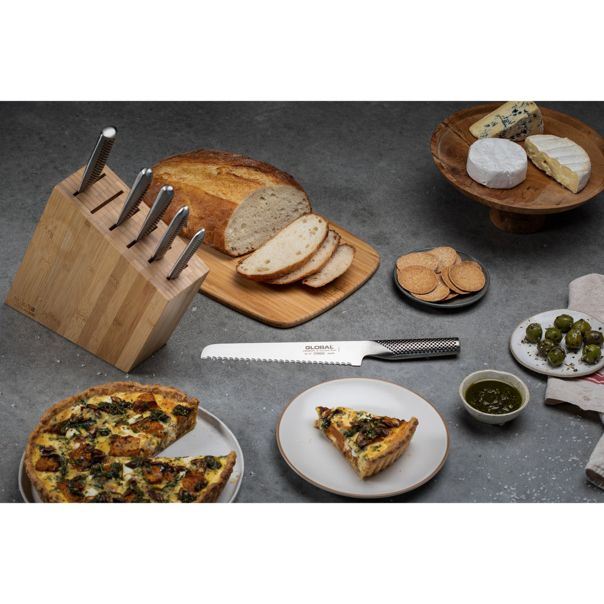 Global Kyoto 7 Piece Knife Block Set - Silver