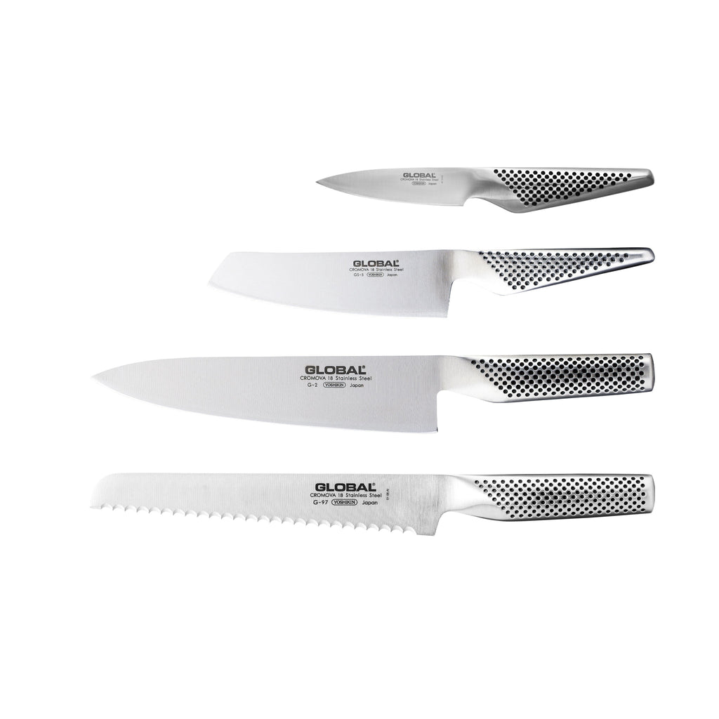 Global Hashira 5 Piece Knife Block Set - Walnut