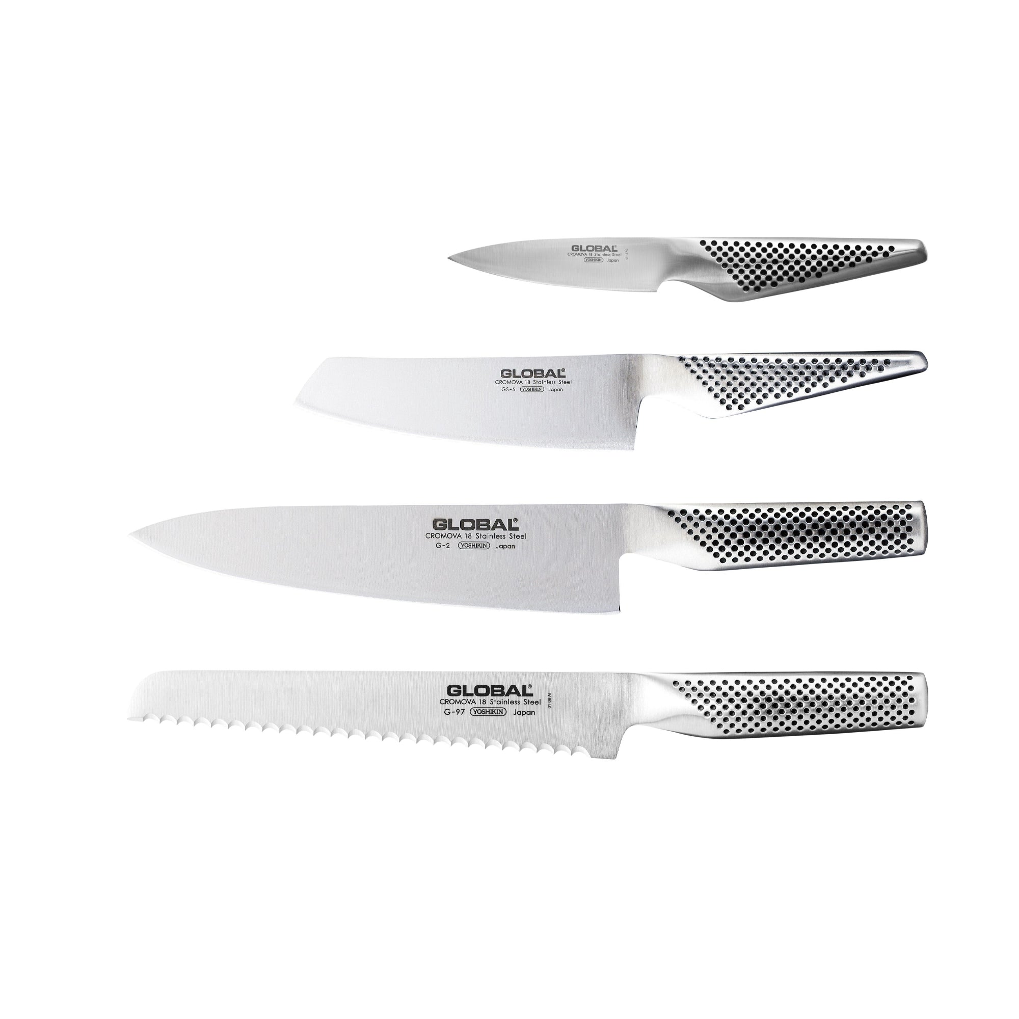 Global Hashira 5 Piece Knife Block Set - Walnut