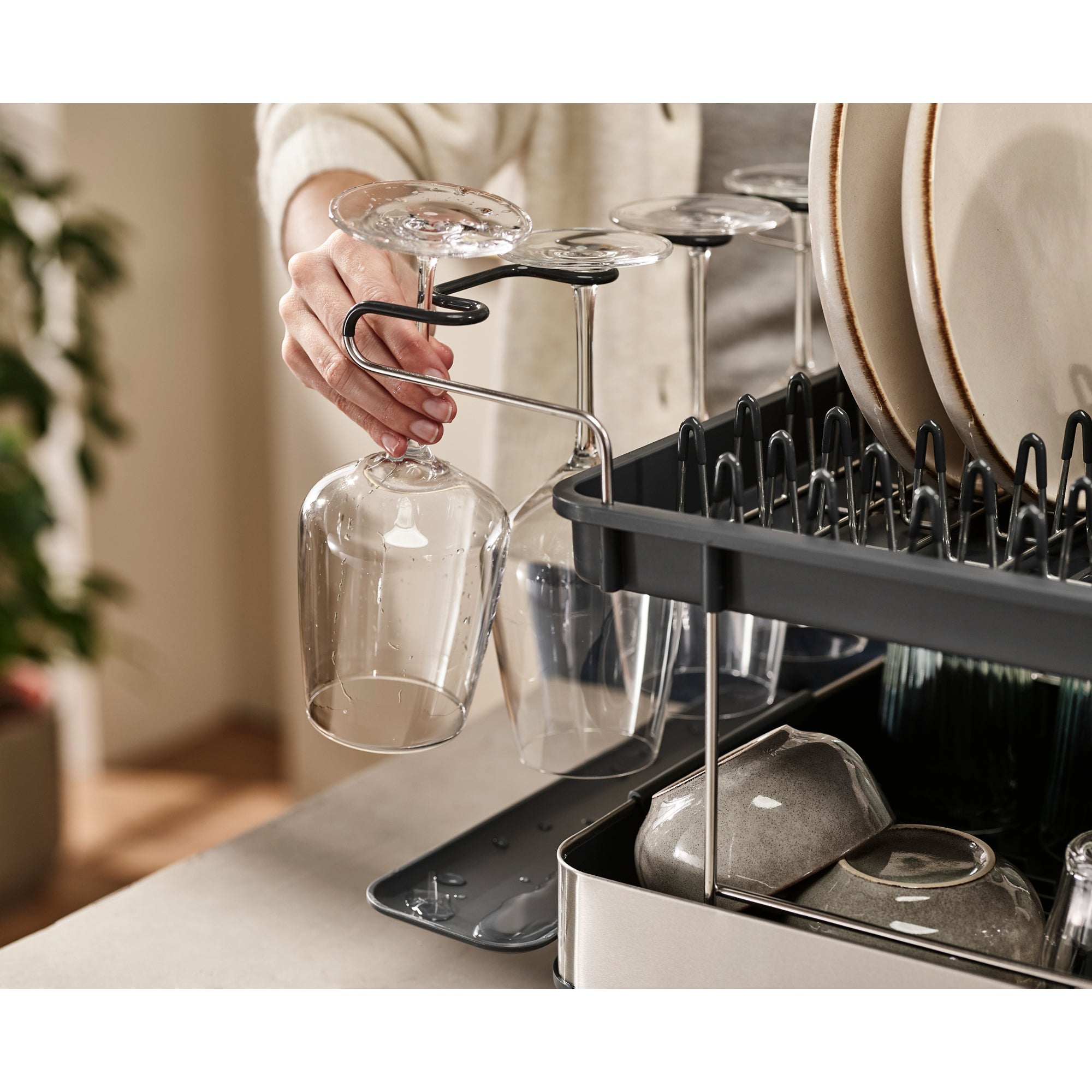 Joseph Joseph Excel Steel 2-tier Dish Rack - Grey