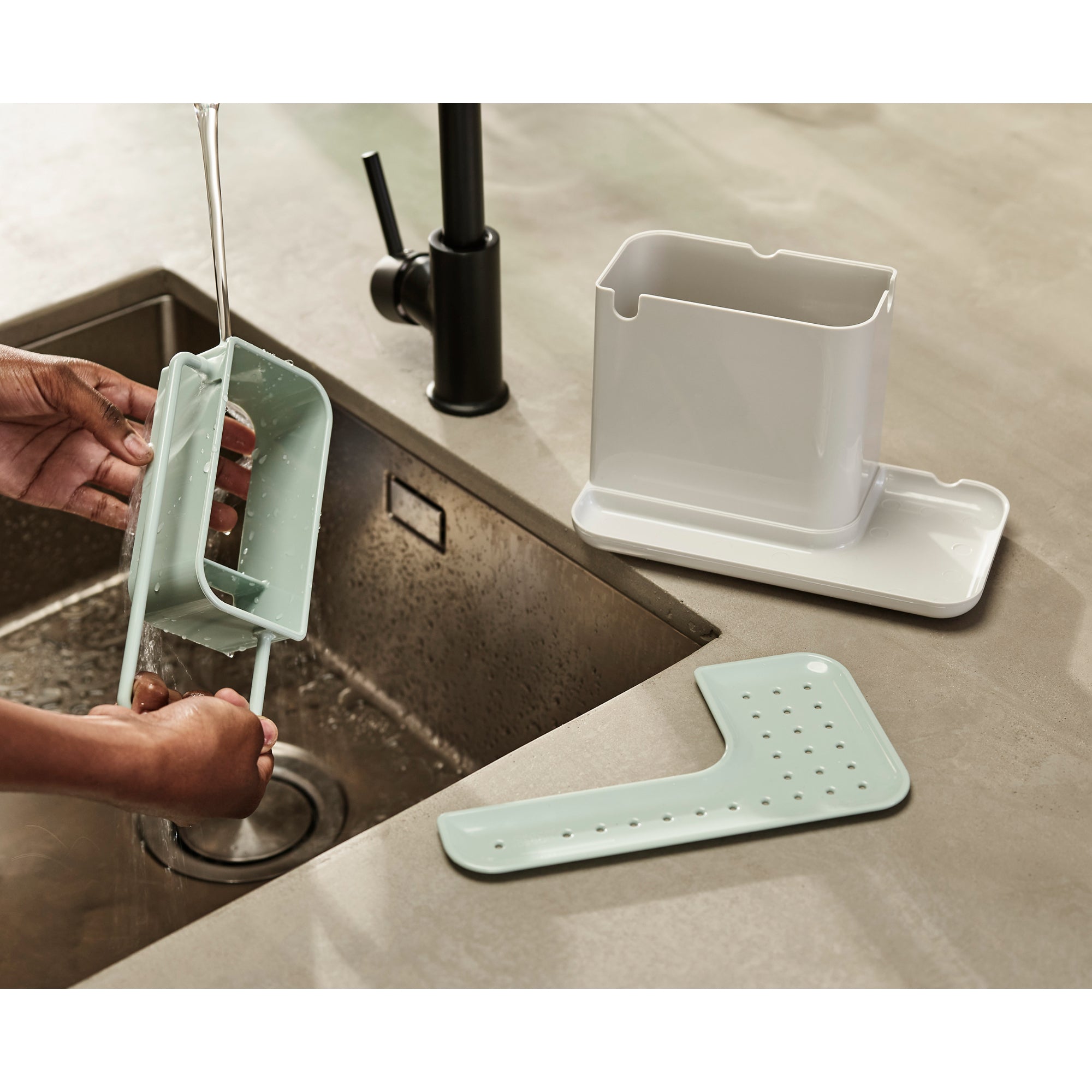 Joseph Joseph  Caddy Sink Tidy - Light Stone/Sage