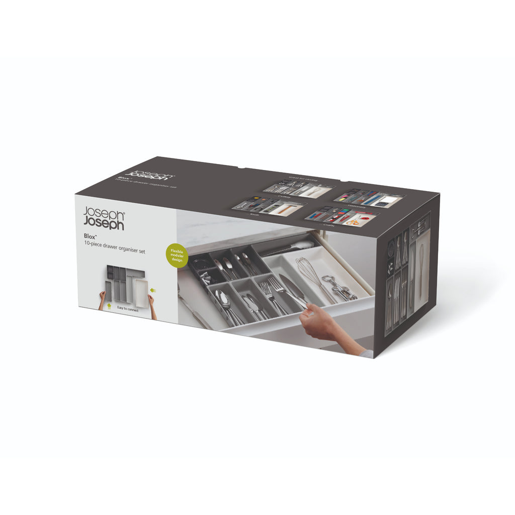 Joseph Joseph Blox 10 Piece Drawer Organiser Set - Grey