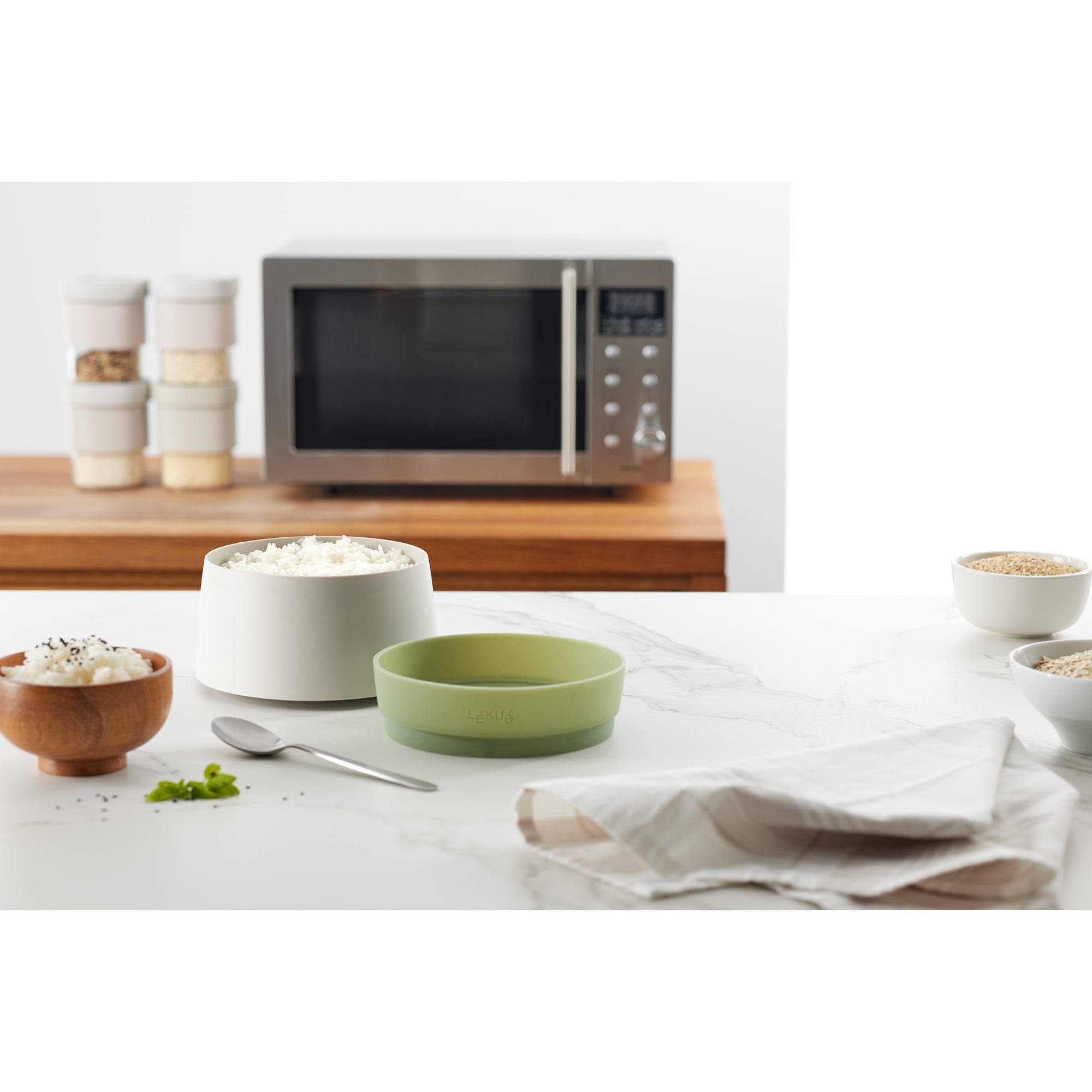Lekue 1L Quick Quinoa & Rice Cooker - Green/White