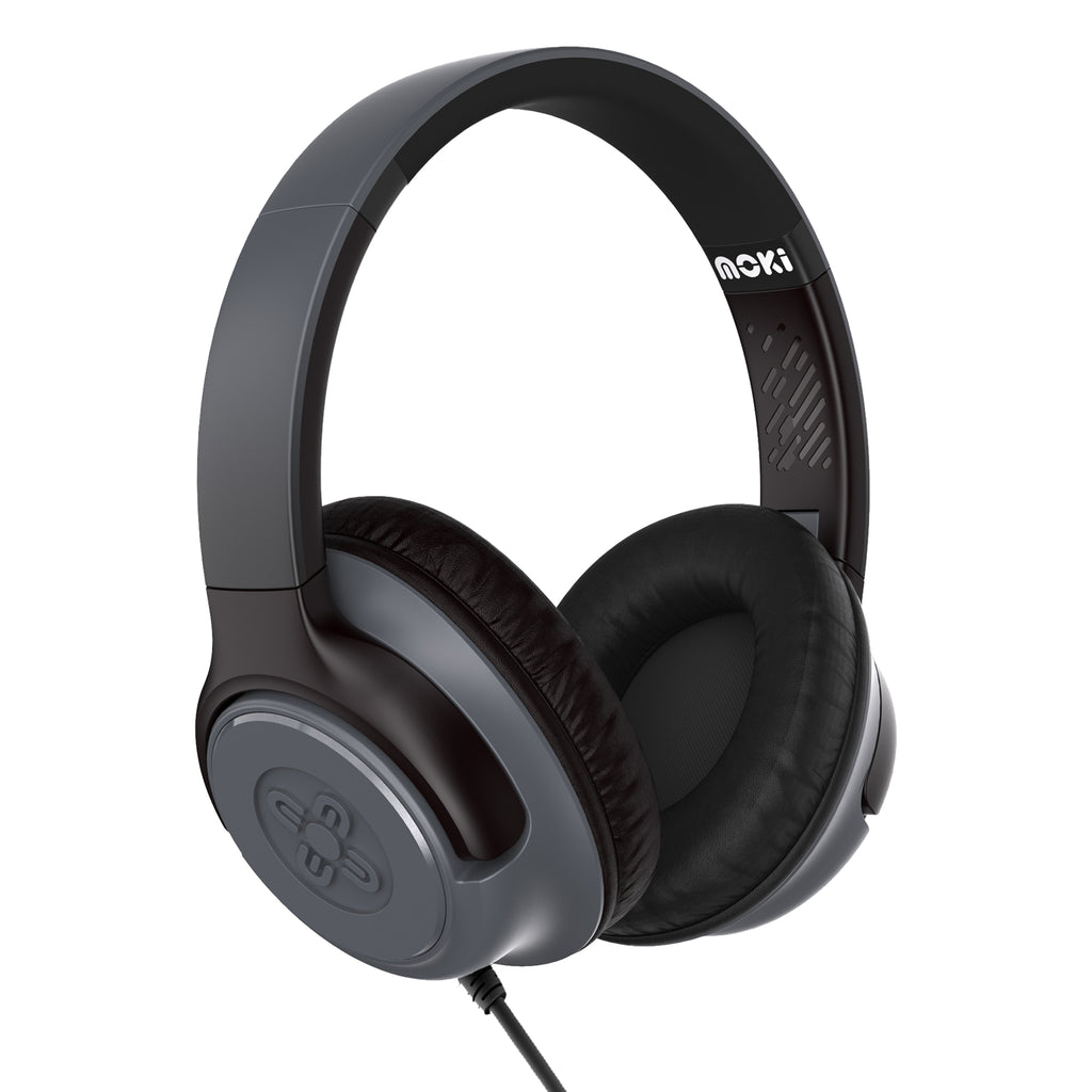 Moki Mixi Type-C Connect Wired Volume Limited Headphones - Black/Grey