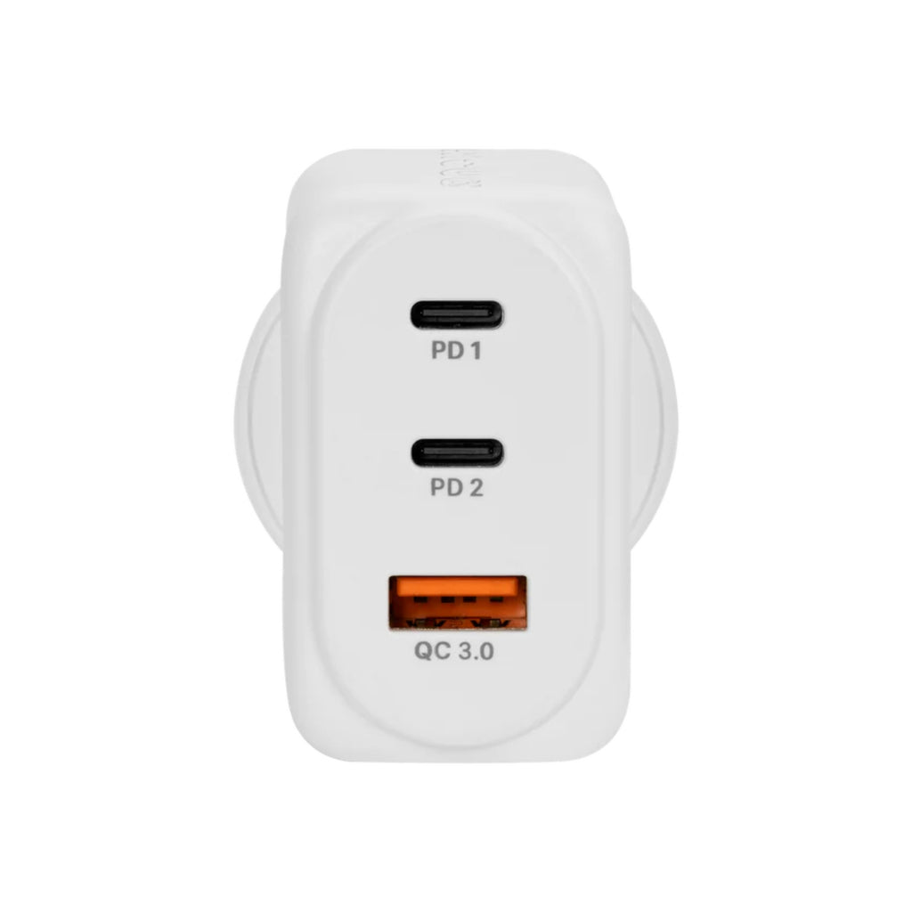 Moki PD 65W GaN Wall Charger - 2 x PD USB-C + QC 3.0 USB-A
