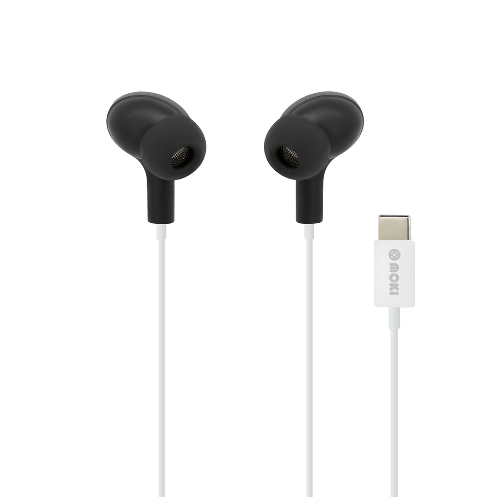 Moki Type-C Connect Earphones Inner Ear + Mic & Control - Black/White