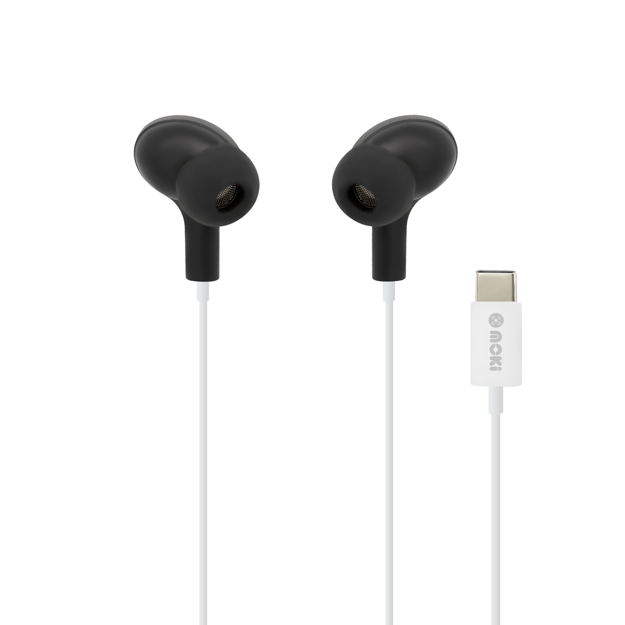 Moki Type-C Connect Earphones Inner Ear + Mic & Control - Black/White