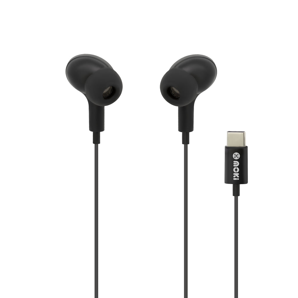 Moki Type-C Connect Earphones Inner Ear + Mic & Control - Black