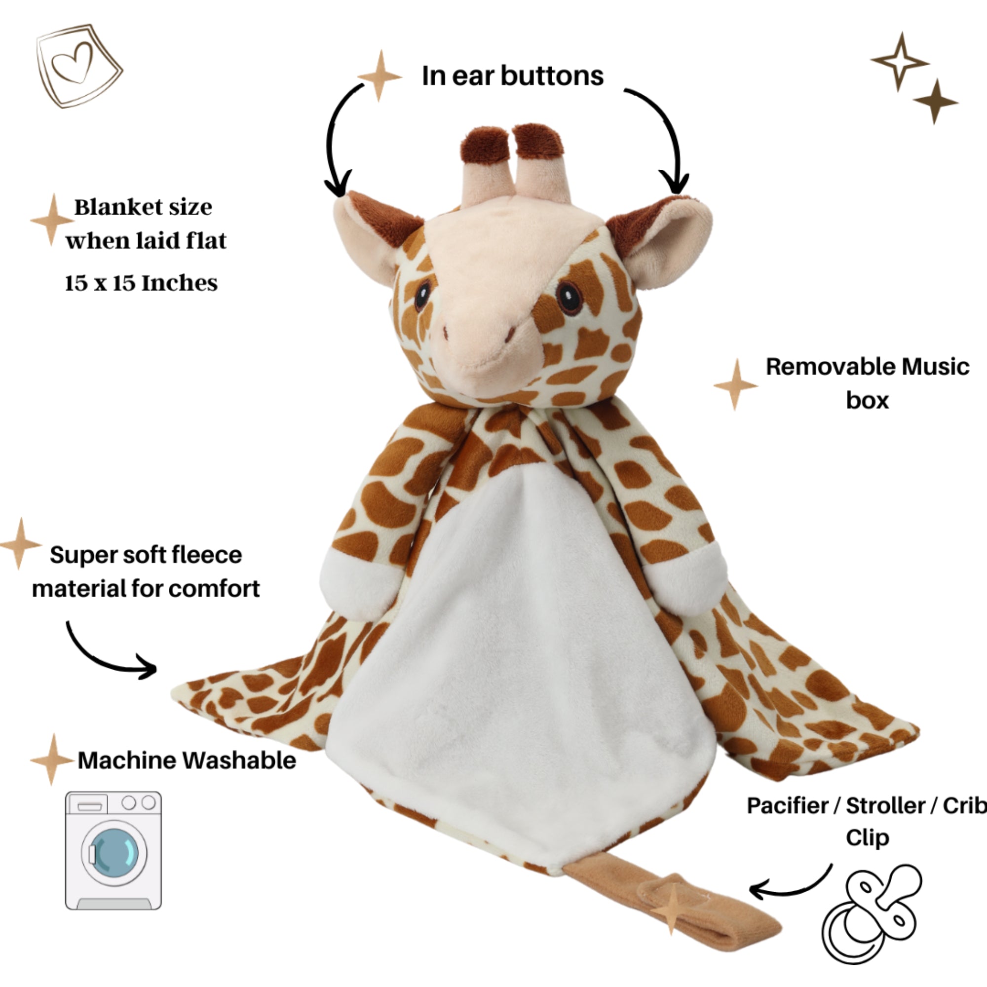 Love By Emi Dark Giraffe Musical Comforter -Brown