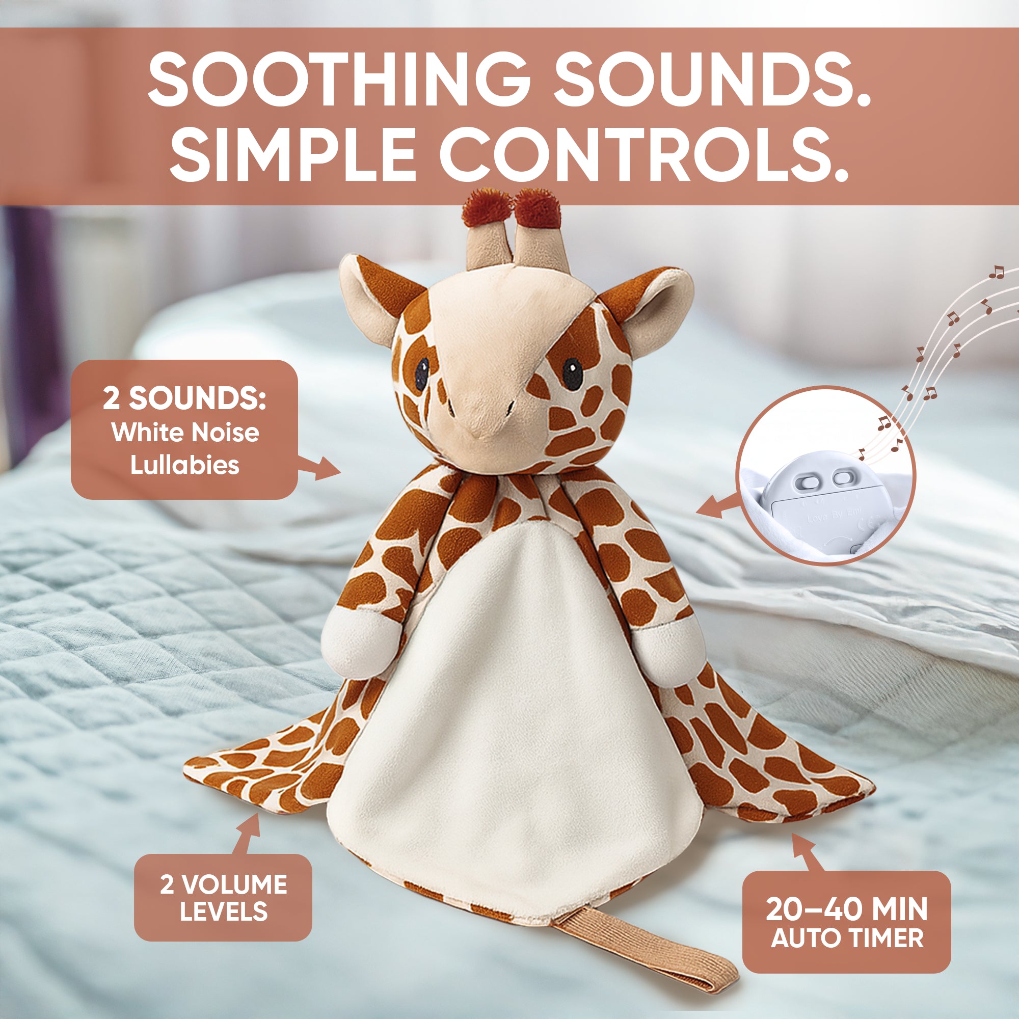 Love By Emi Dark Giraffe Musical Comforter -Brown