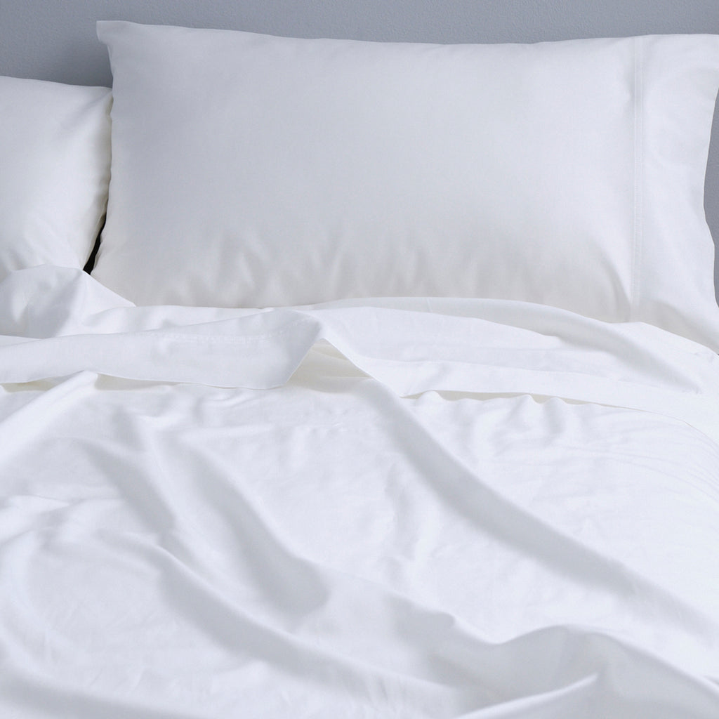 Canningvale Alessia Bamboo Cotton Queen Sheet Set - Carrara White