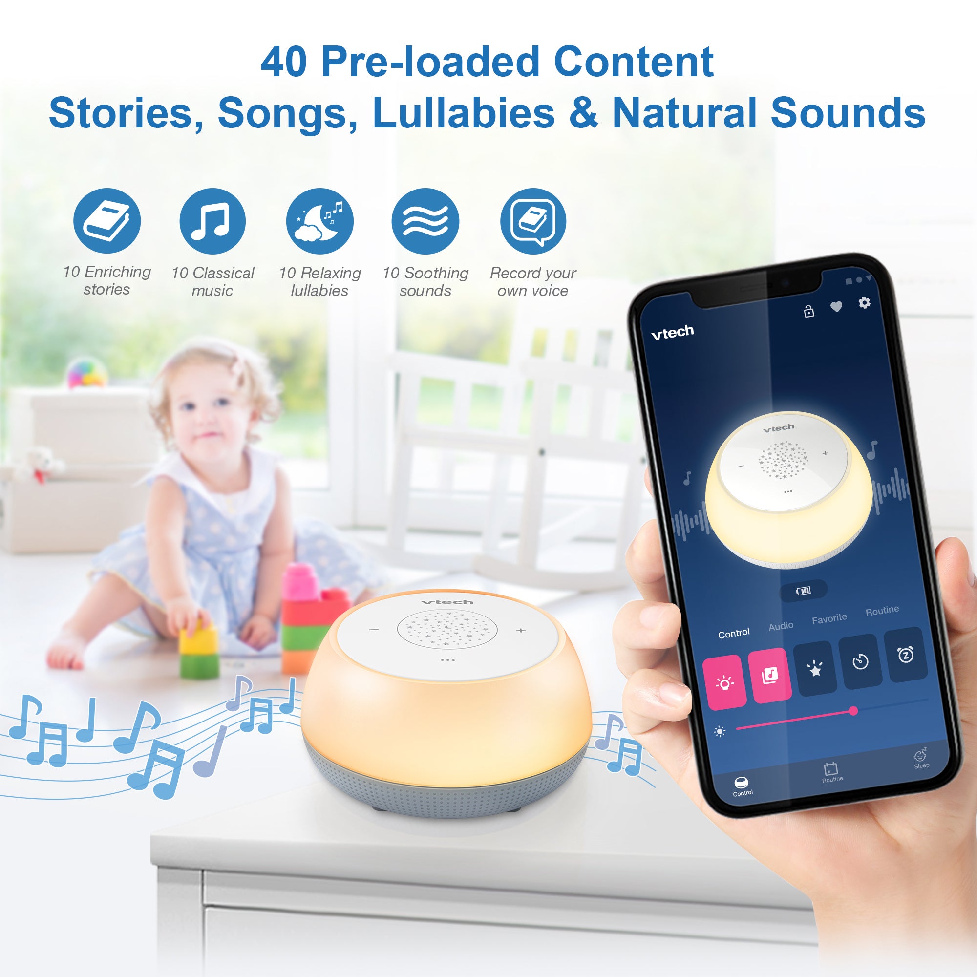 VTech Baby Mini Storytelling Soother with Sleep Trainer - White