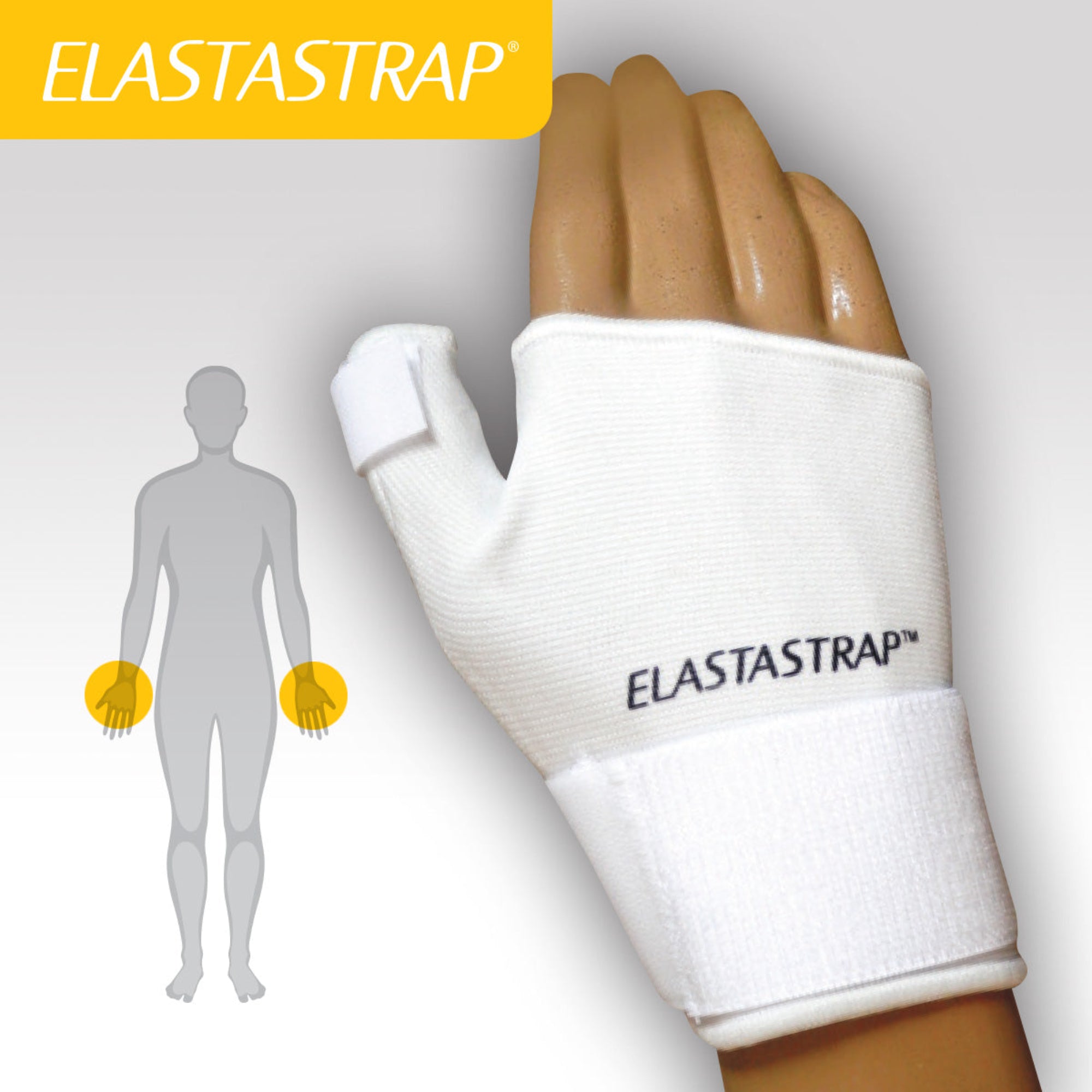 Elastastrap Compression Wrist & Thumb Strap White - Large