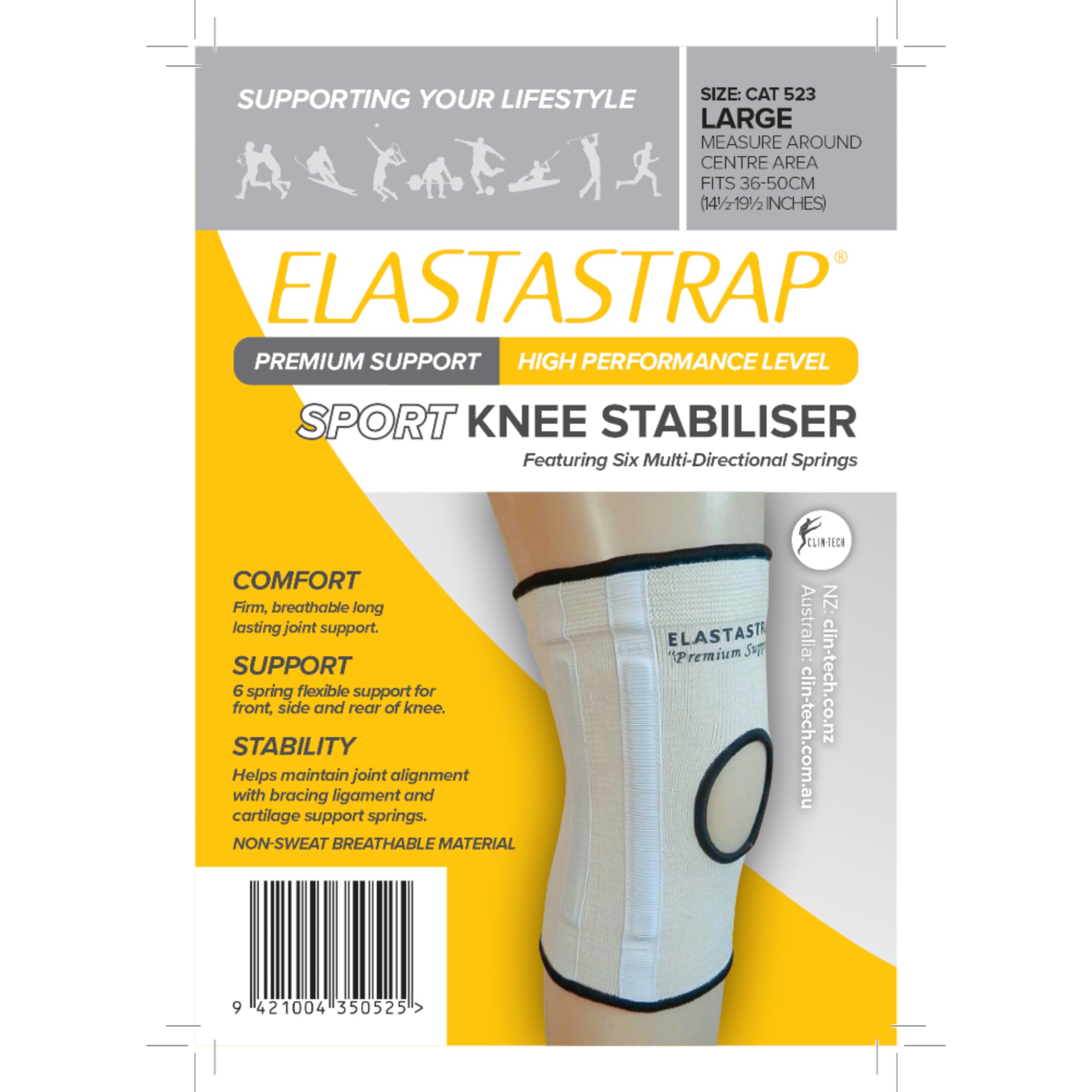 Elastastrap Compression Premium Sport Knee Stabiliser - Large