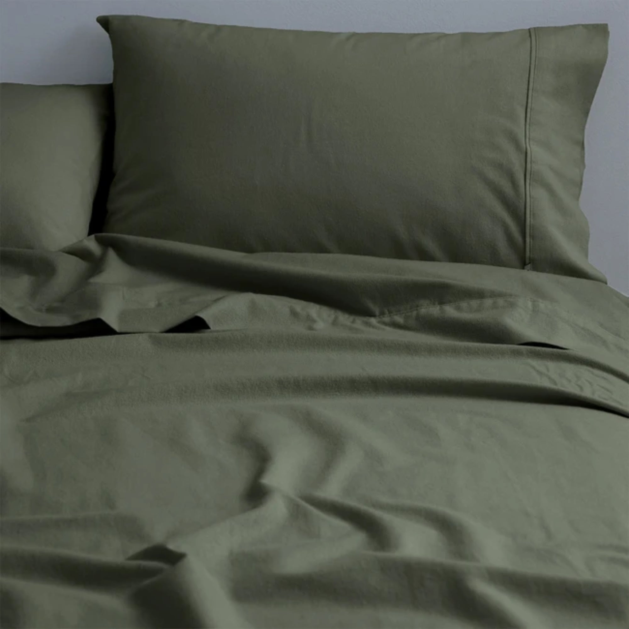 Canningvale CoziCotton Flannelette King Sheet Set - Dark Olive