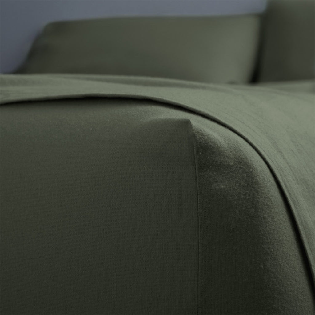 Canningvale CoziCotton Flannelette King Sheet Set - Dark Olive