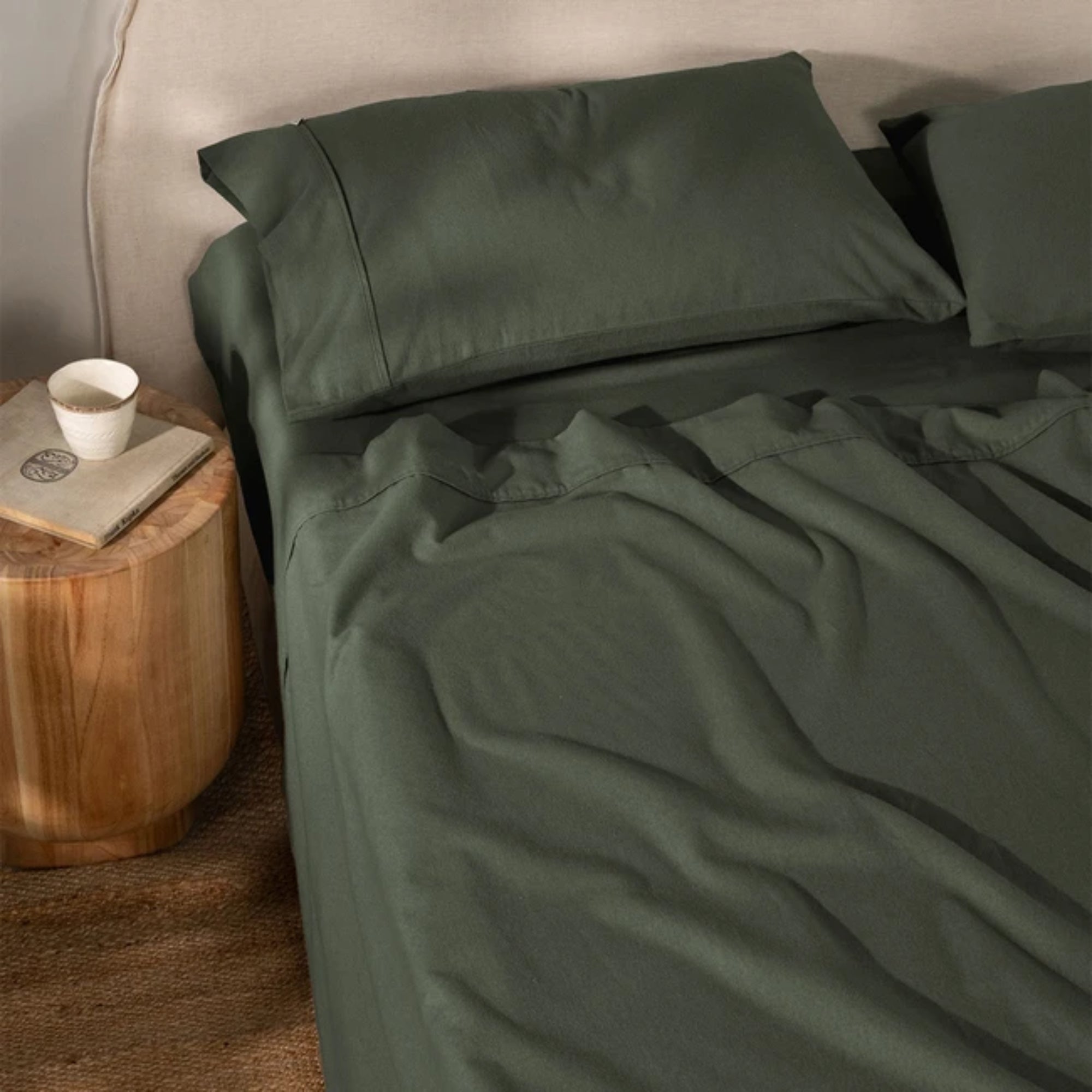 Canningvale CoziCotton Flannelette King Sheet Set - Dark Olive