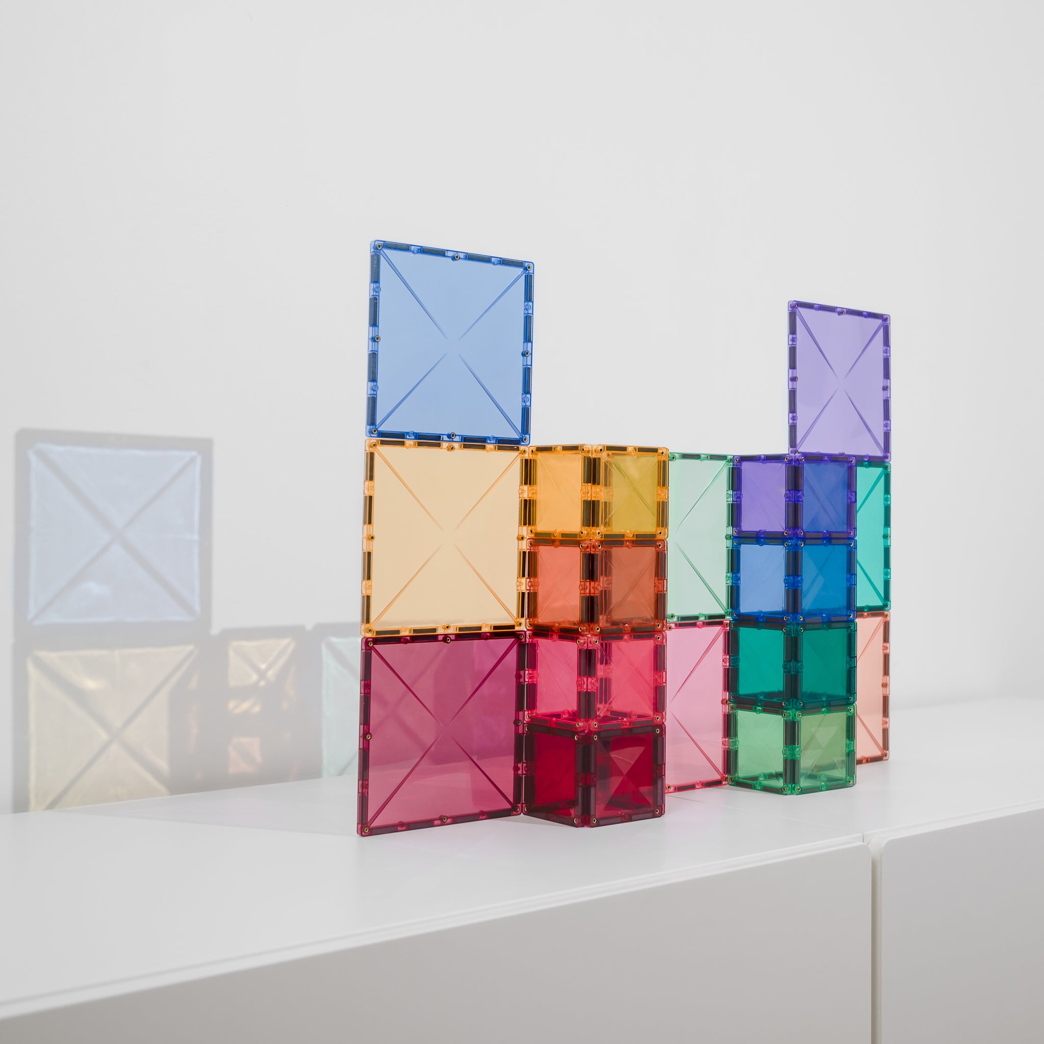 Connetix Pink Square 40 Piece Magnetic Tiles Pack-Pink