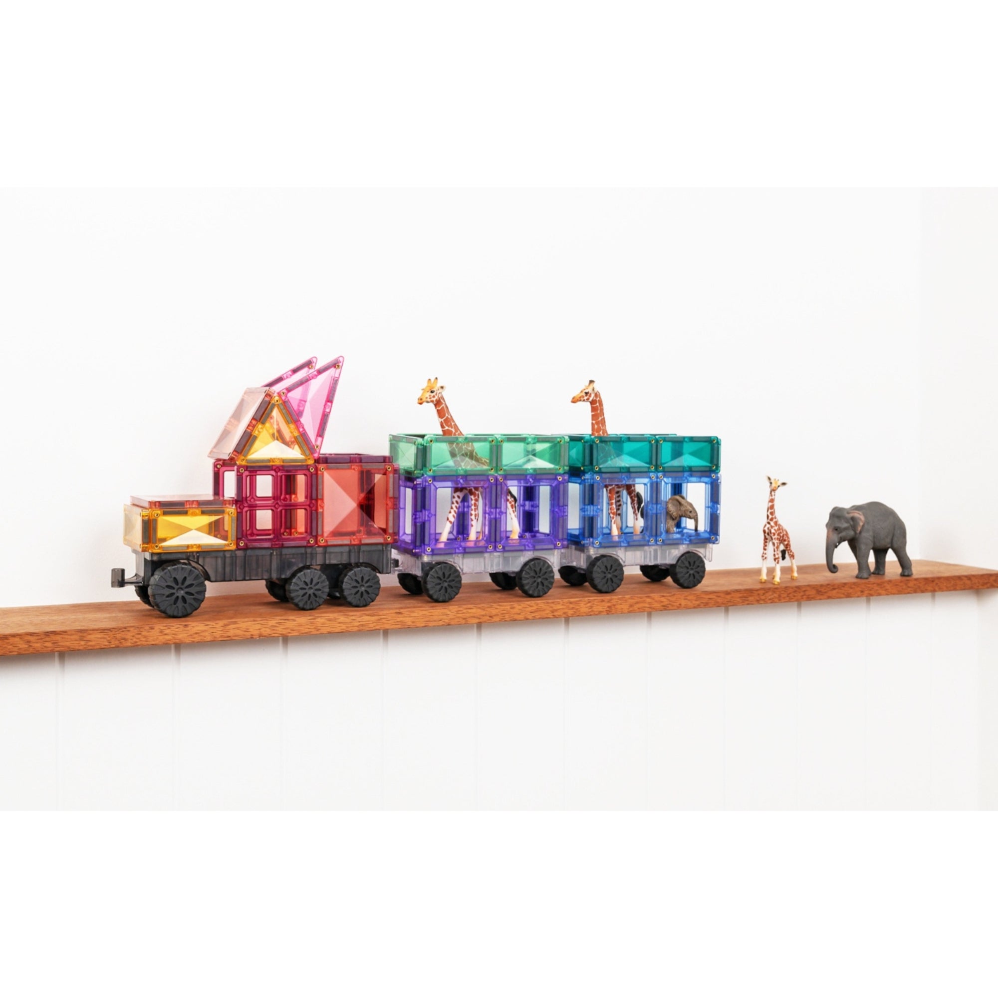 Connetix Pink Transport 50 Piece Magnetic Tiles Pack-Pink