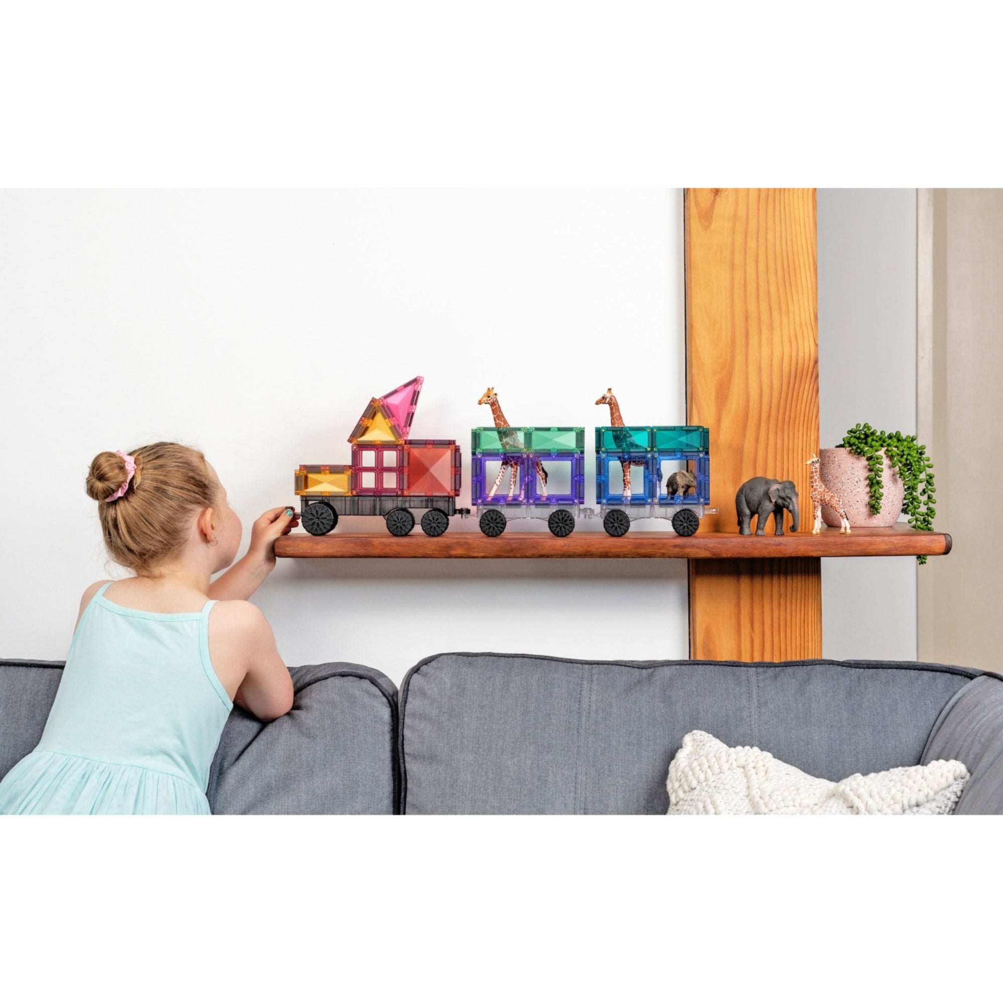 Connetix Pink Transport 50 Piece Magnetic Tiles Pack-Pink